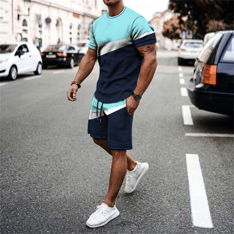 Digital Color Printed Casual Men's Short T Beach Pants Suit Summer Loose Shorts