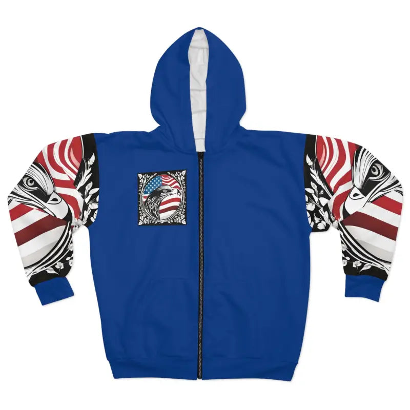 American Flag Pattern Zip Hoodie - Patriotic Style - DipaliZ