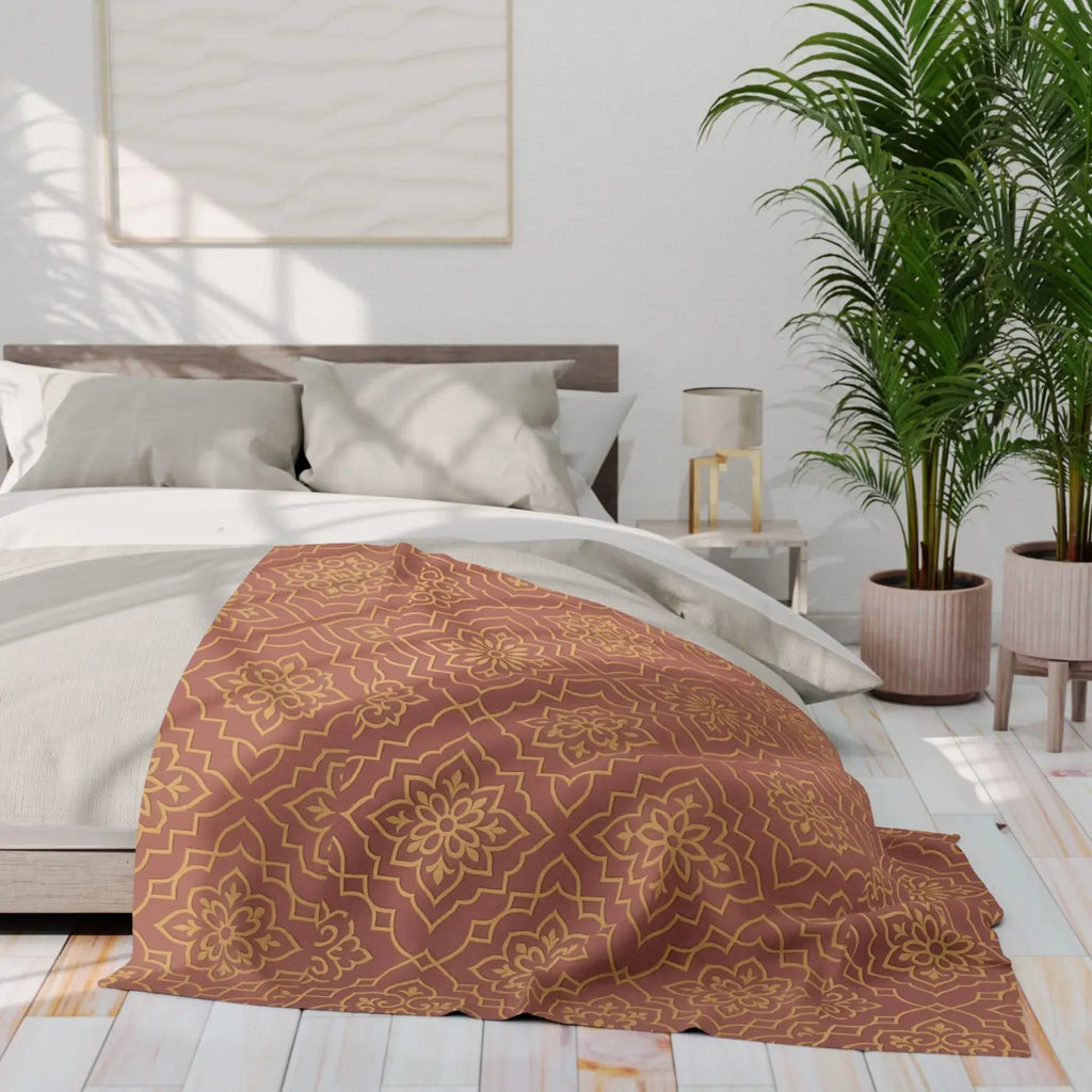Arctic Fleece Blanket - Earthy Colored Boho Style - DipaliZ