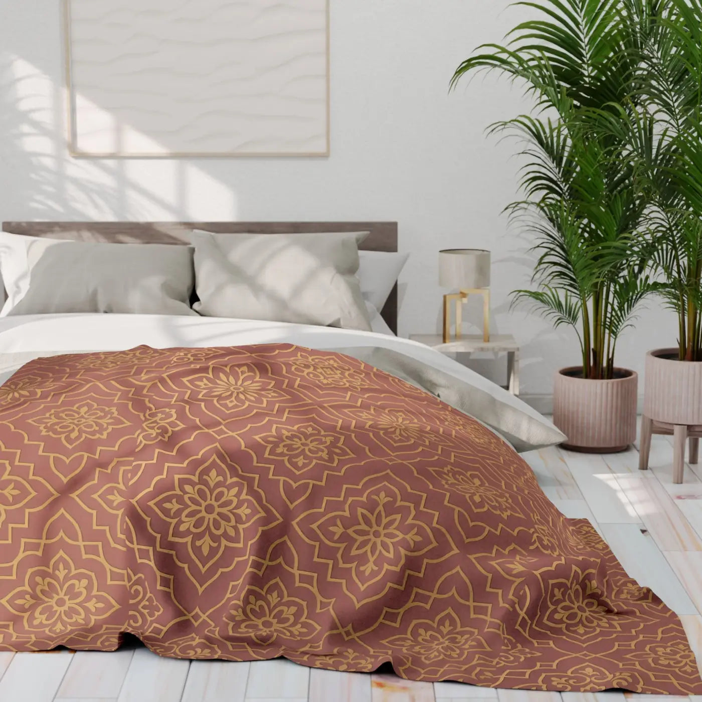 Arctic Fleece Blanket - Earthy Colored Boho Style - DipaliZ