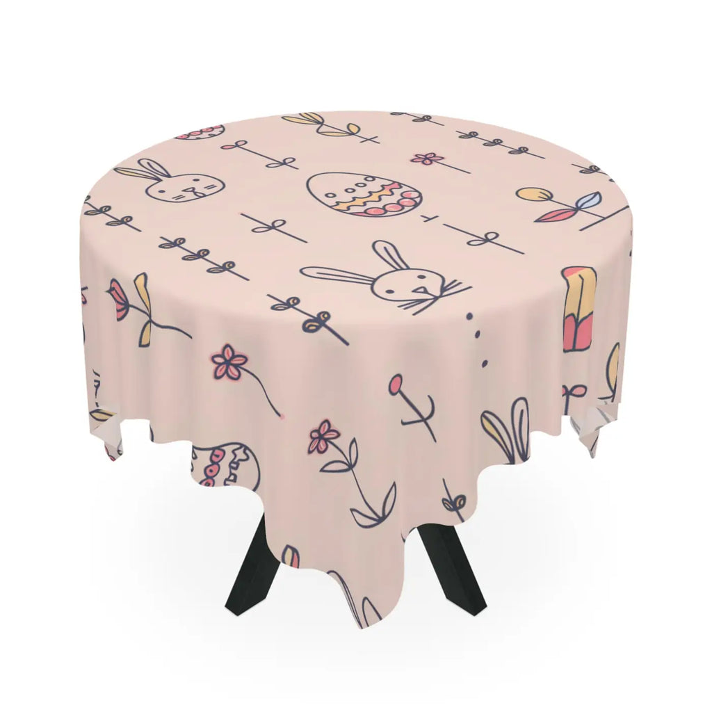Pink Easter Bunny Tablecloth - Polyester Holiday Decor - DipaliZ