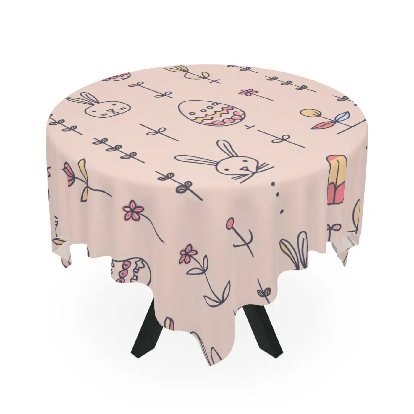Pink Easter Bunny Tablecloth - Polyester Holiday Decor - DipaliZ