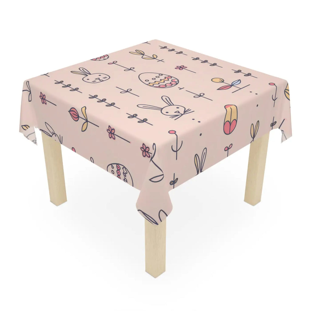 Pink Easter Bunny Tablecloth - Polyester Holiday Decor - DipaliZ