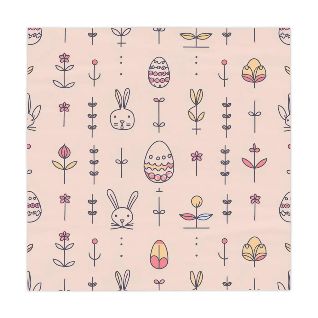 Pink Easter Bunny Tablecloth - Polyester Holiday Decor - DipaliZ