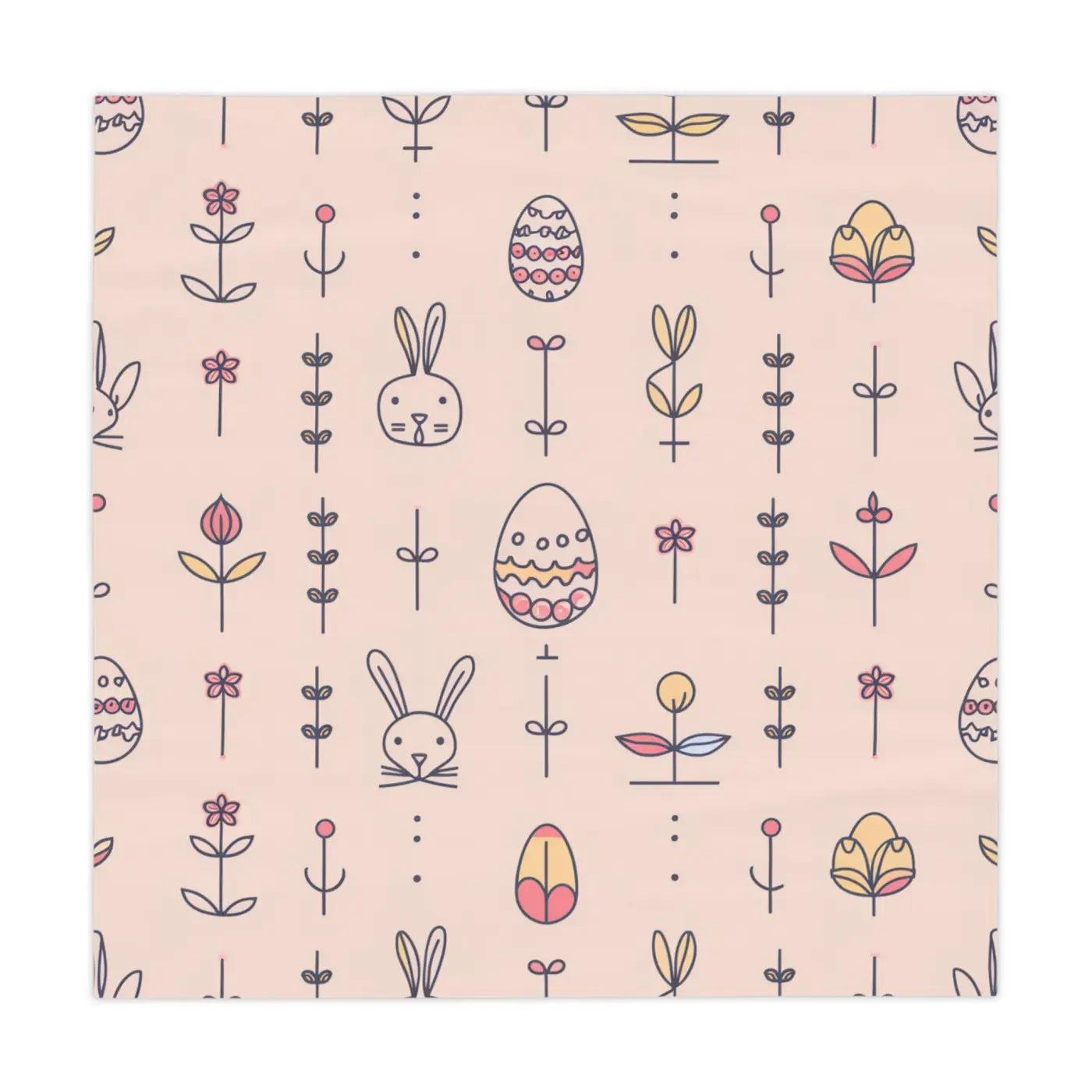 Pink Easter Bunny Tablecloth - Polyester Holiday Decor - DipaliZ