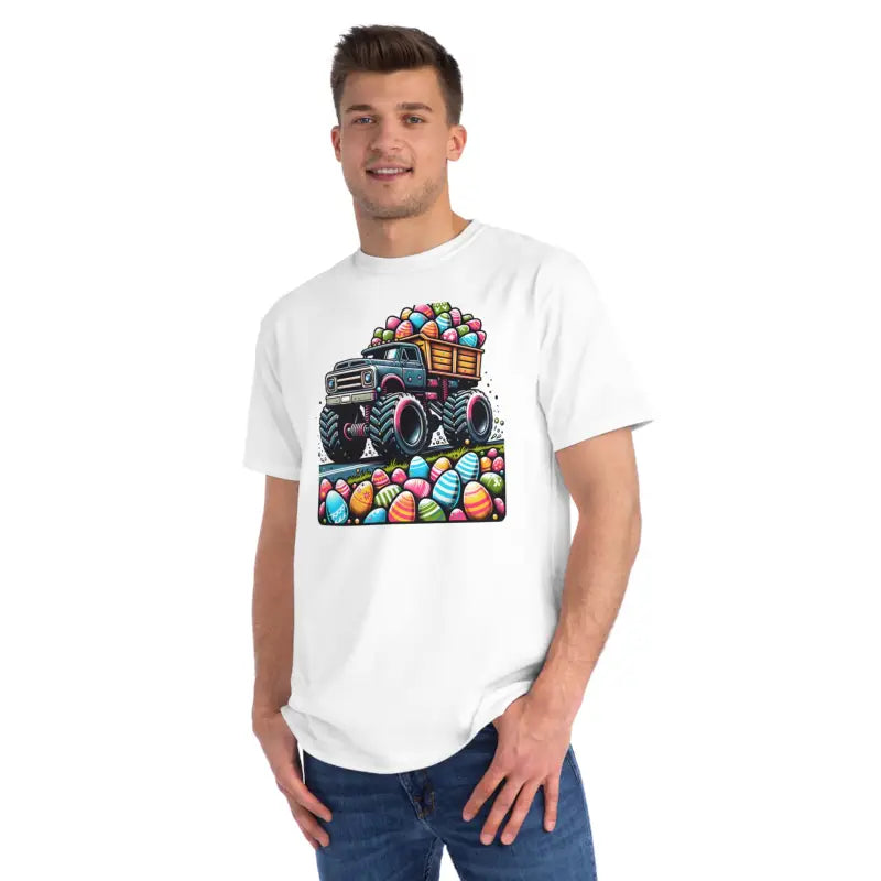Easter Eggs Truck Organic Tee - Colorful Spring Style - DipaliZ