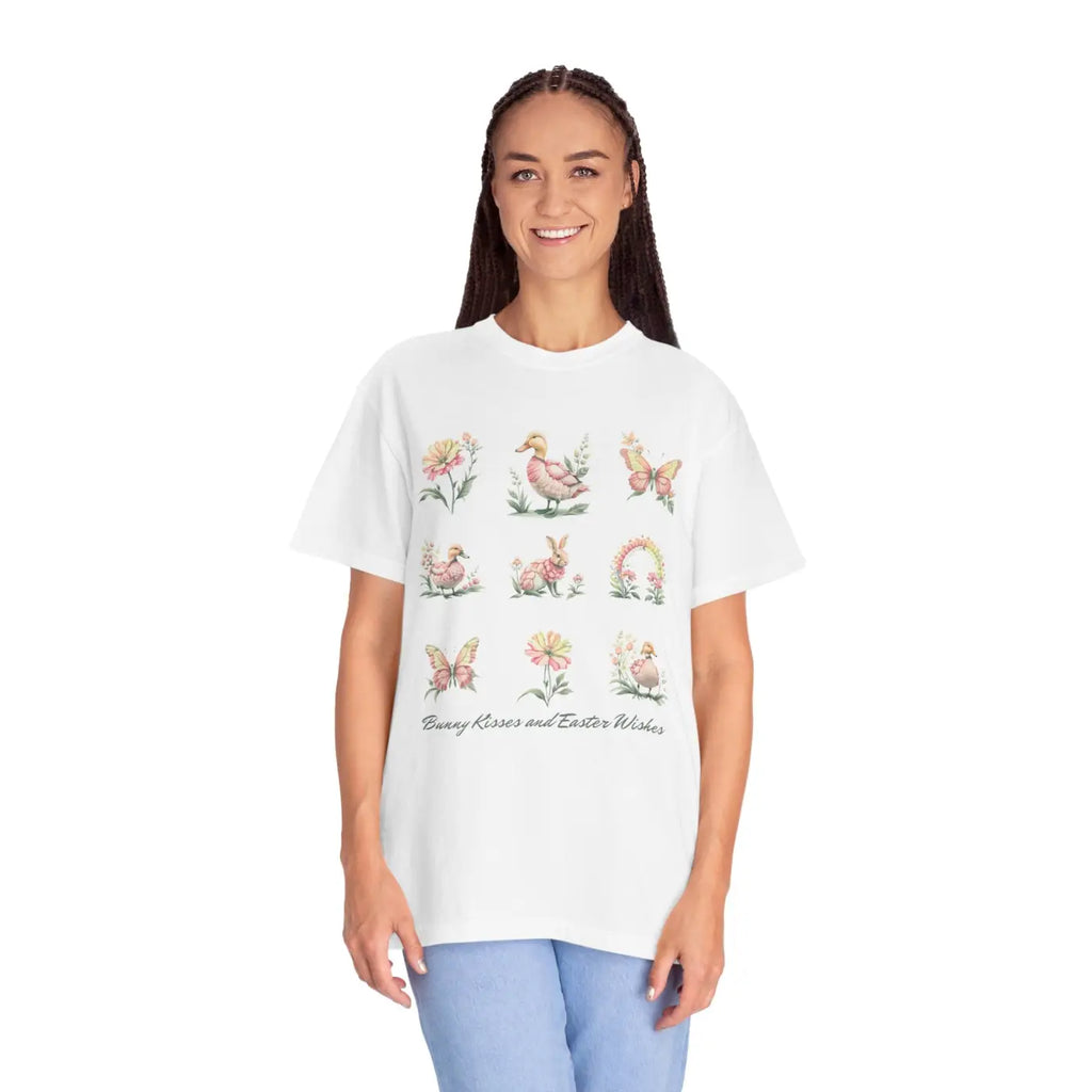 Easter Floral Wishes Unisex Tee - Bunny Kisses Spring - DipaliZ