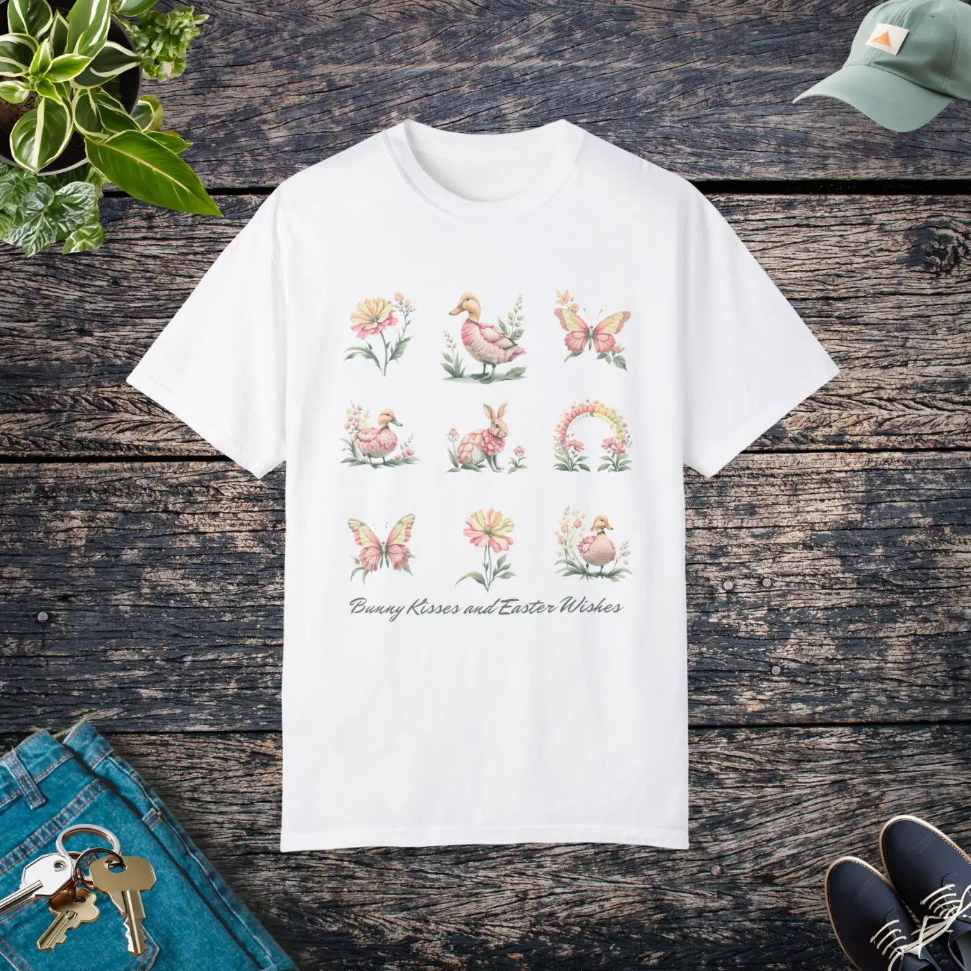 Easter Floral Wishes Unisex Tee - Bunny Kisses Spring - DipaliZ