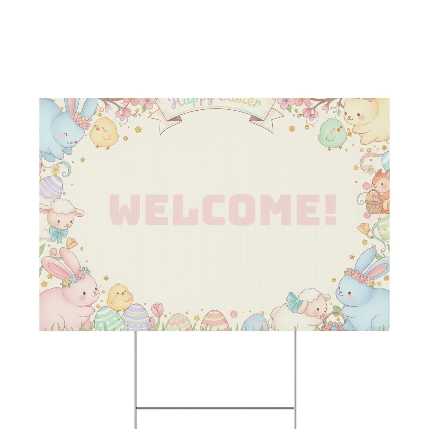 Easter Bunny Plastic Yard Sign - Springtime Joy Decor - DipaliZ