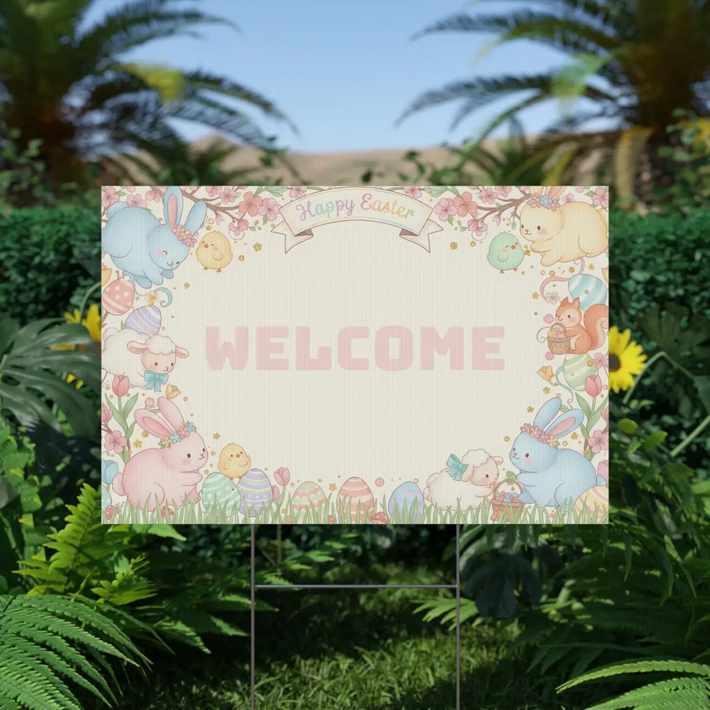 Easter Bunny Plastic Yard Sign - Springtime Joy Decor - DipaliZ