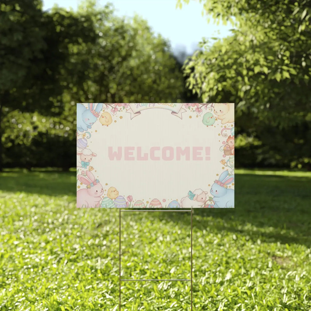 Easter Bunny Plastic Yard Sign - Springtime Joy Decor - DipaliZ