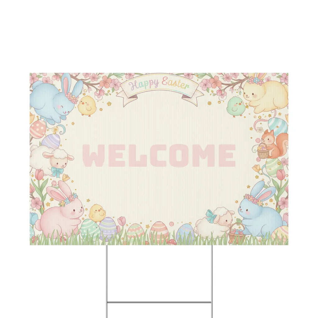 Easter Bunny Plastic Yard Sign - Springtime Joy Decor - DipaliZ
