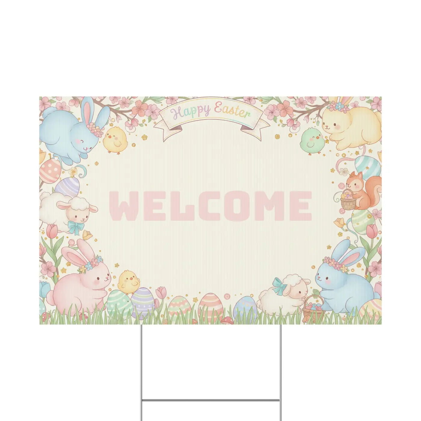 Easter Bunny Plastic Yard Sign - Springtime Joy Decor - DipaliZ