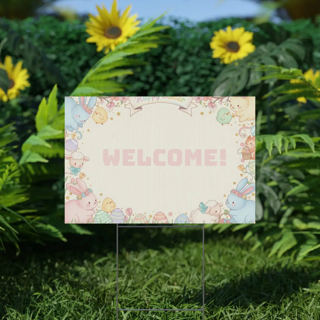 Easter Bunny Plastic Yard Sign - Springtime Joy Decor - DipaliZ