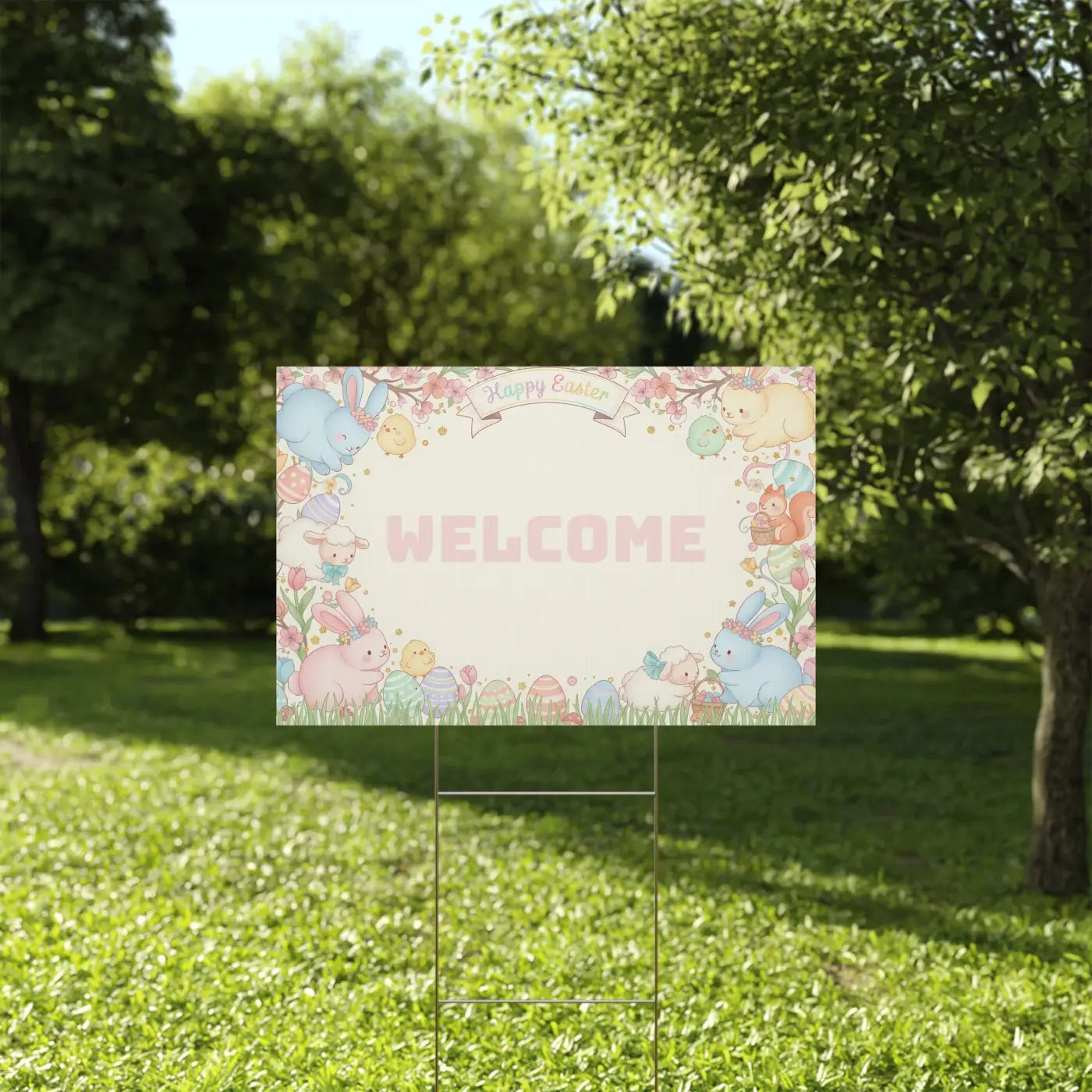 Easter Bunny Plastic Yard Sign - Springtime Joy Decor - DipaliZ