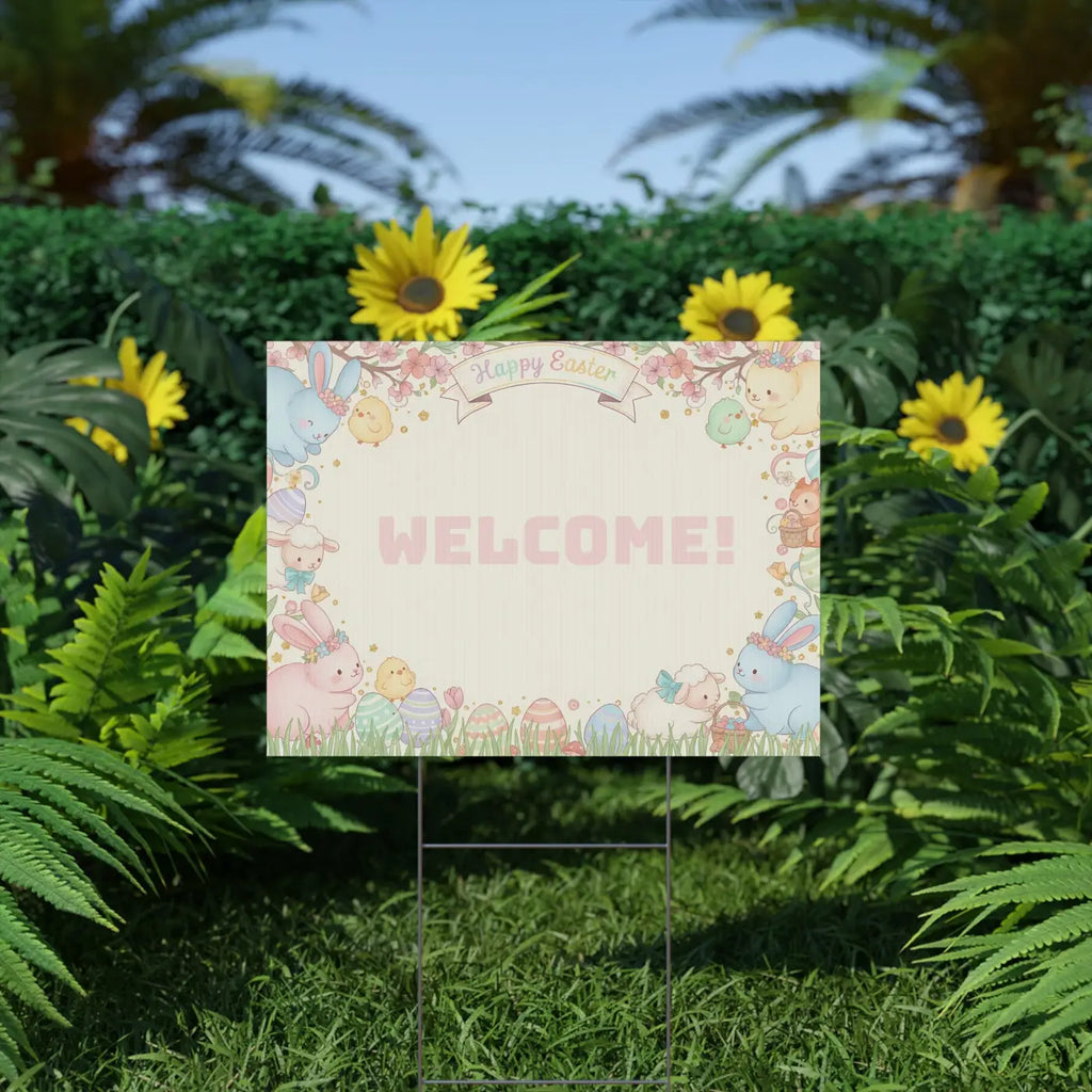 Easter Bunny Plastic Yard Sign - Springtime Joy Decor - DipaliZ