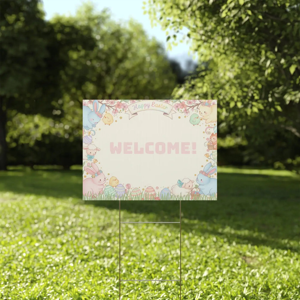 Easter Bunny Plastic Yard Sign - Springtime Joy Decor - DipaliZ