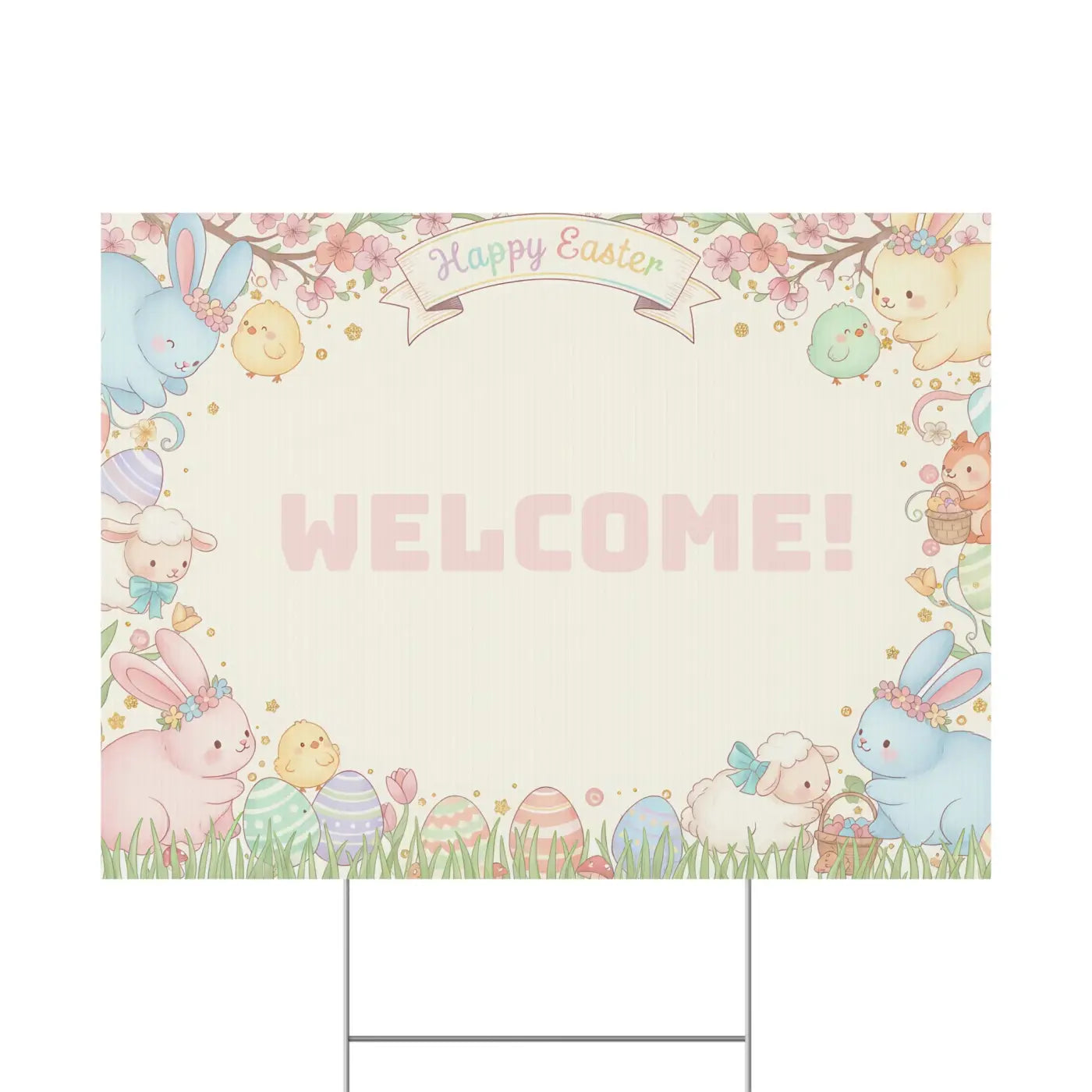 Easter Bunny Plastic Yard Sign - Springtime Joy Decor - DipaliZ