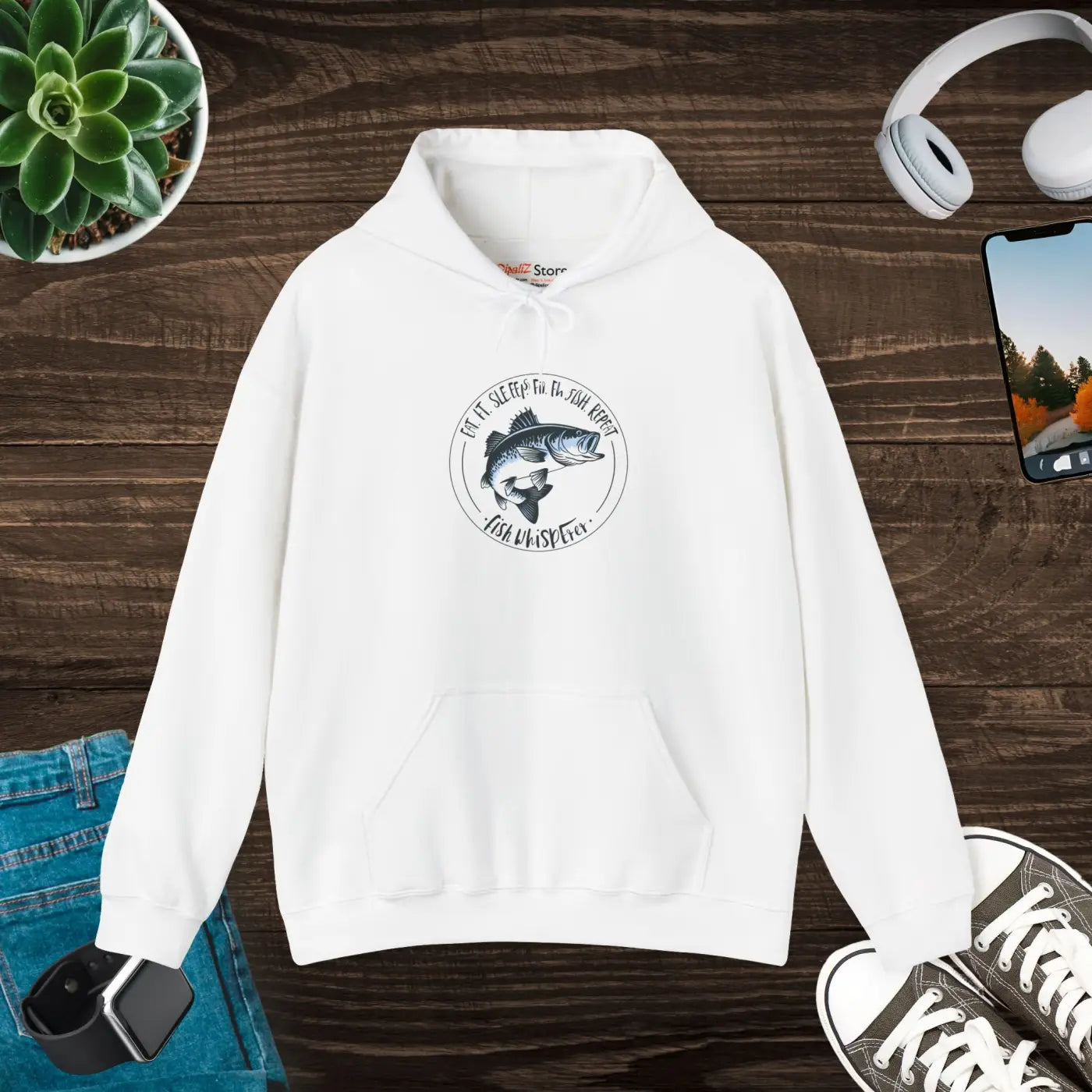 Eat Sleep Fish Heavy Blend Hoodie - Comfort Essential - DipaliZ