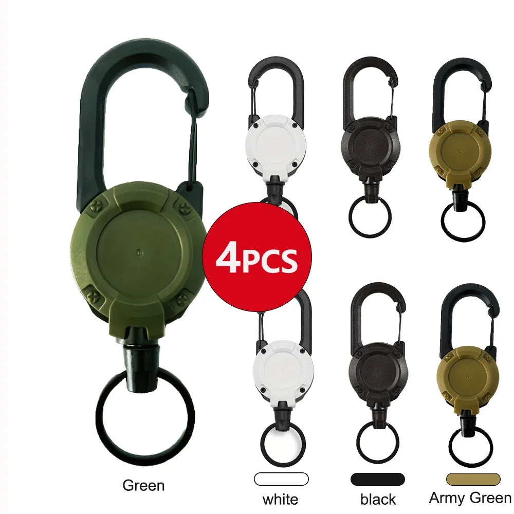 1/2/4pcs Retractable Keychain Badge Reels Heavy Duty Clip With Carabine