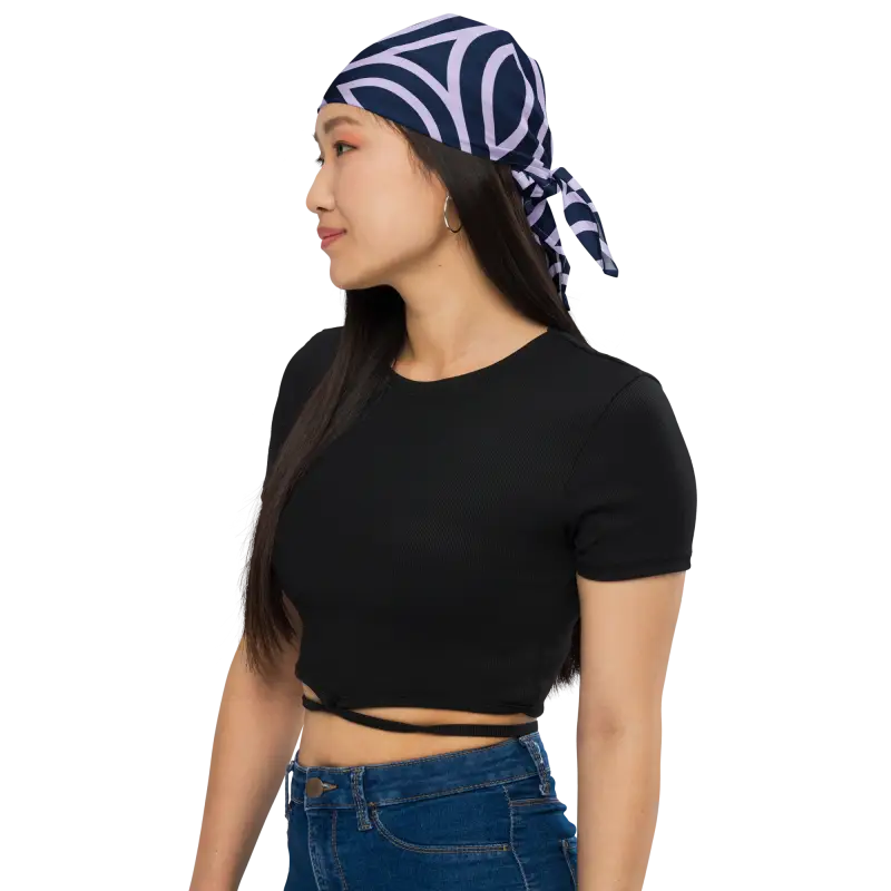 Dark Blue Bandana - Geometric Pattern Eco Friendly - DipaliZ