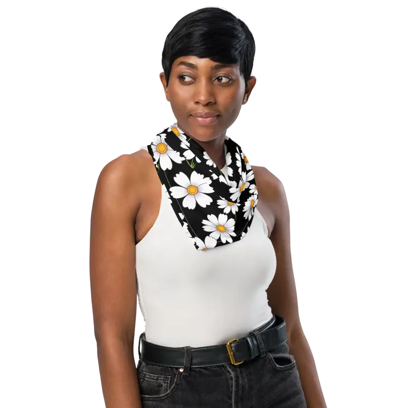 Eco Friendly Bandana - White Flowers Print Design - DipaliZ