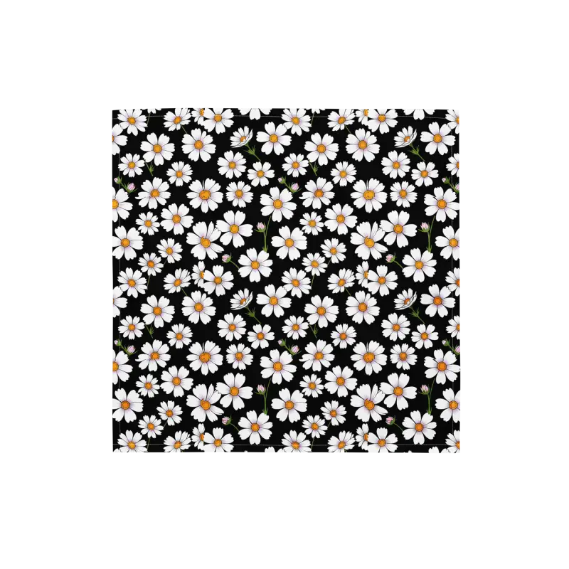 Eco Friendly Bandana - White Flowers Print Design - DipaliZ
