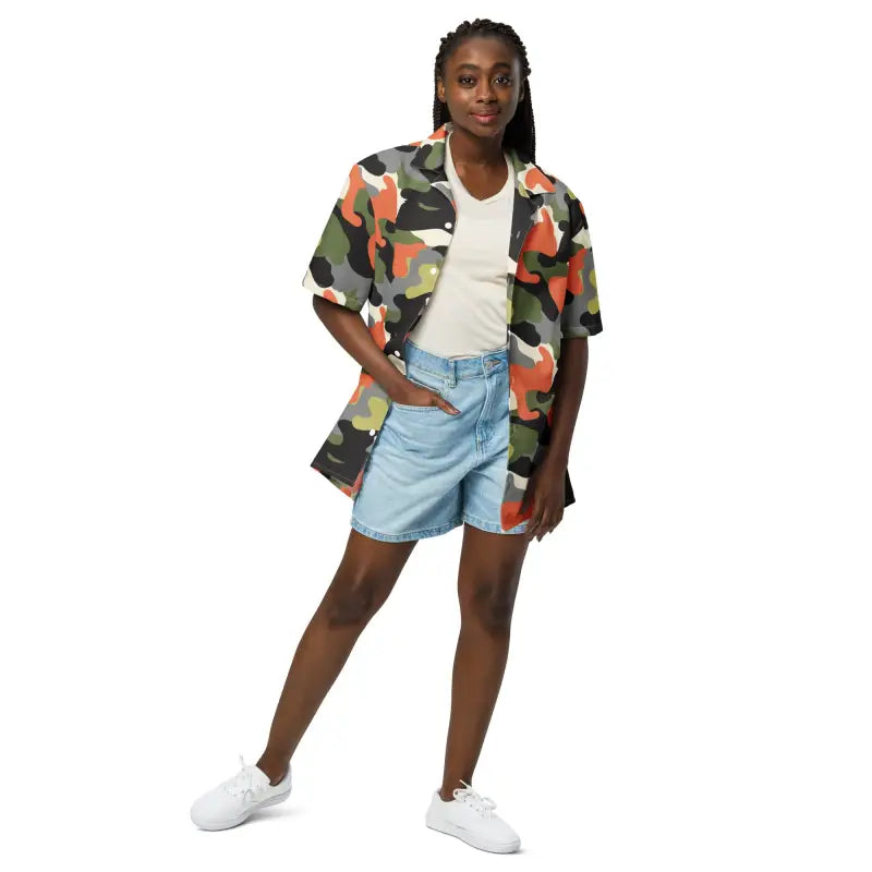 Unisex Camo Button Shirt - Summer Statement Style - DipaliZ