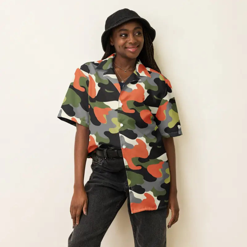 Unisex Camo Button Shirt - Summer Statement Style - DipaliZ