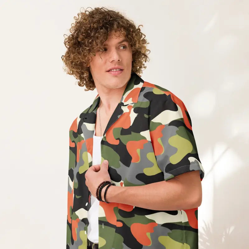 Unisex Camo Button Shirt - Summer Statement Style - DipaliZ