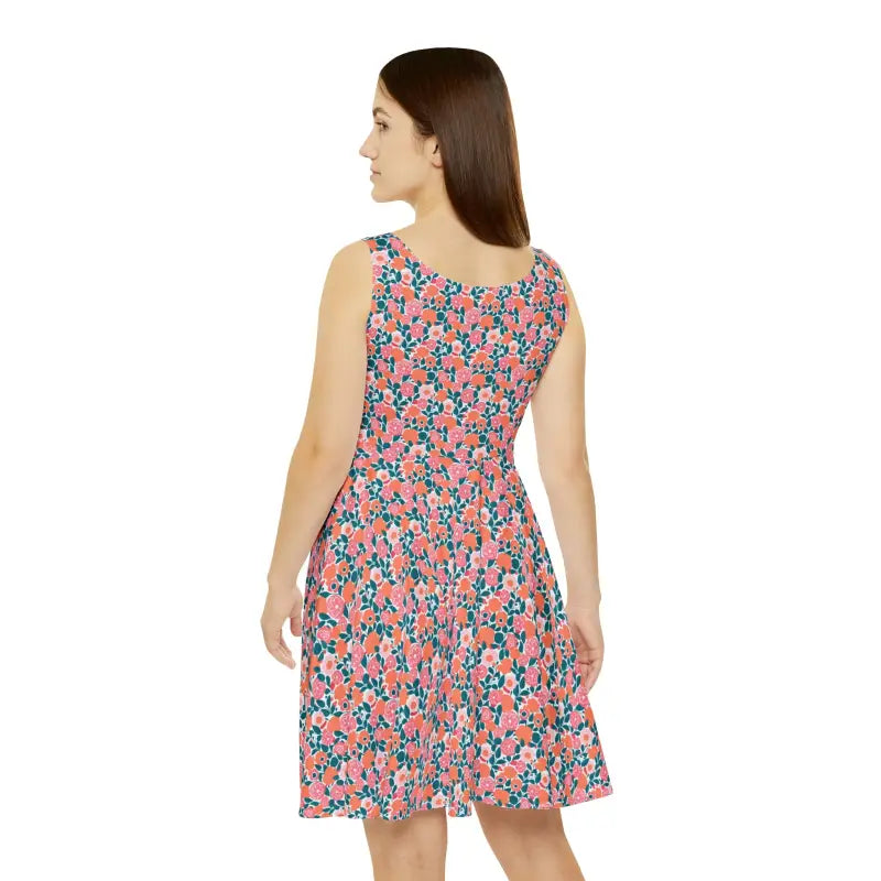Pastel Floral Skater Dress - Eco-Friendly Twirl Style - DipaliZ