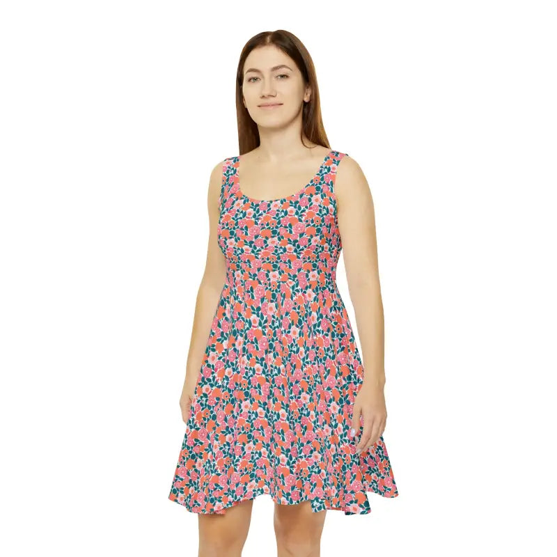 Pastel Floral Skater Dress - Eco-Friendly Twirl Style - DipaliZ