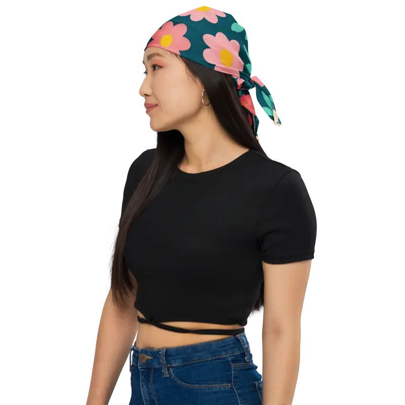 Pastel Floral Bandana - Eco Print Polyester - DipaliZ