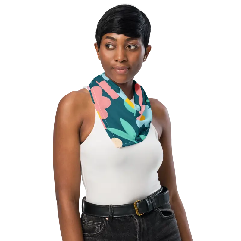 Pastel Floral Bandana - Eco Print Polyester - DipaliZ