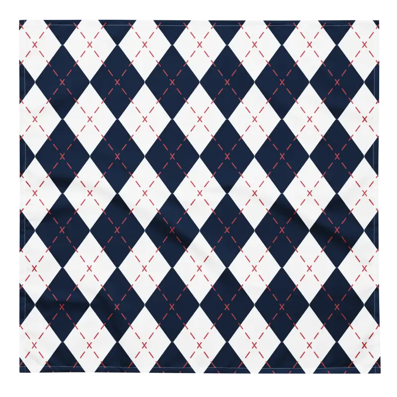 Print Bandana - Navy and White Checkered Eco Style - DipaliZ