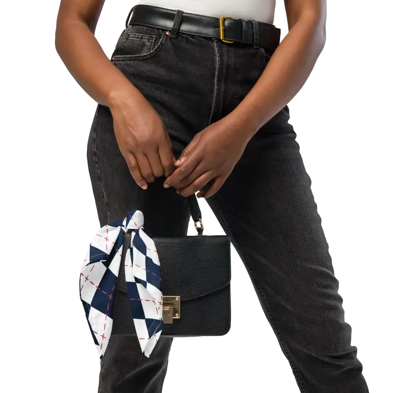 Print Bandana - Navy and White Checkered Eco Style - DipaliZ