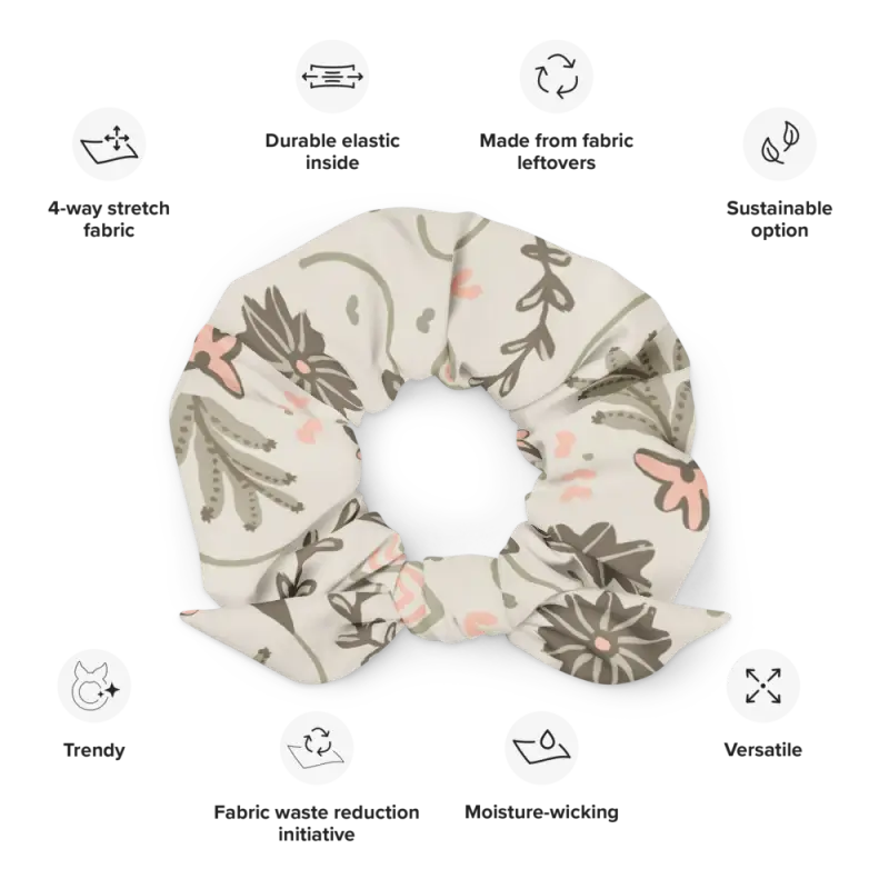 Revamped Floral Scrunchie - Eco Chic Hair Accessory - DipaliZ