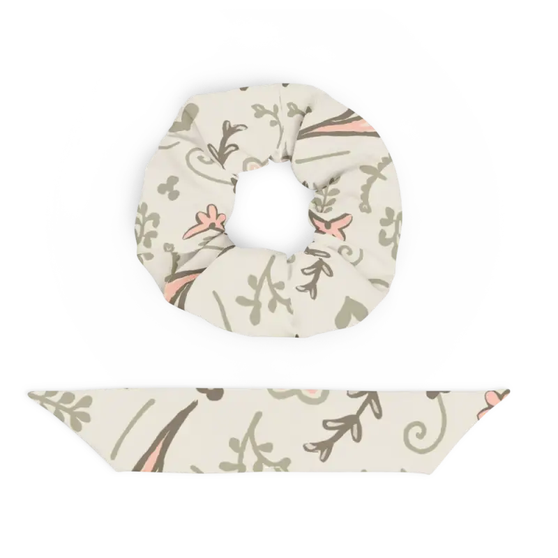 Revamped Floral Scrunchie - Eco Chic Hair Accessory - DipaliZ