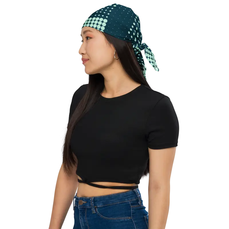 Eco Polyester Bandana - Green Checkered Pattern Sustainable Style - DipaliZ