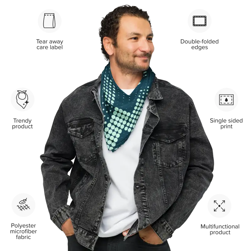 Eco Polyester Bandana - Green Checkered Pattern Sustainable Style - DipaliZ