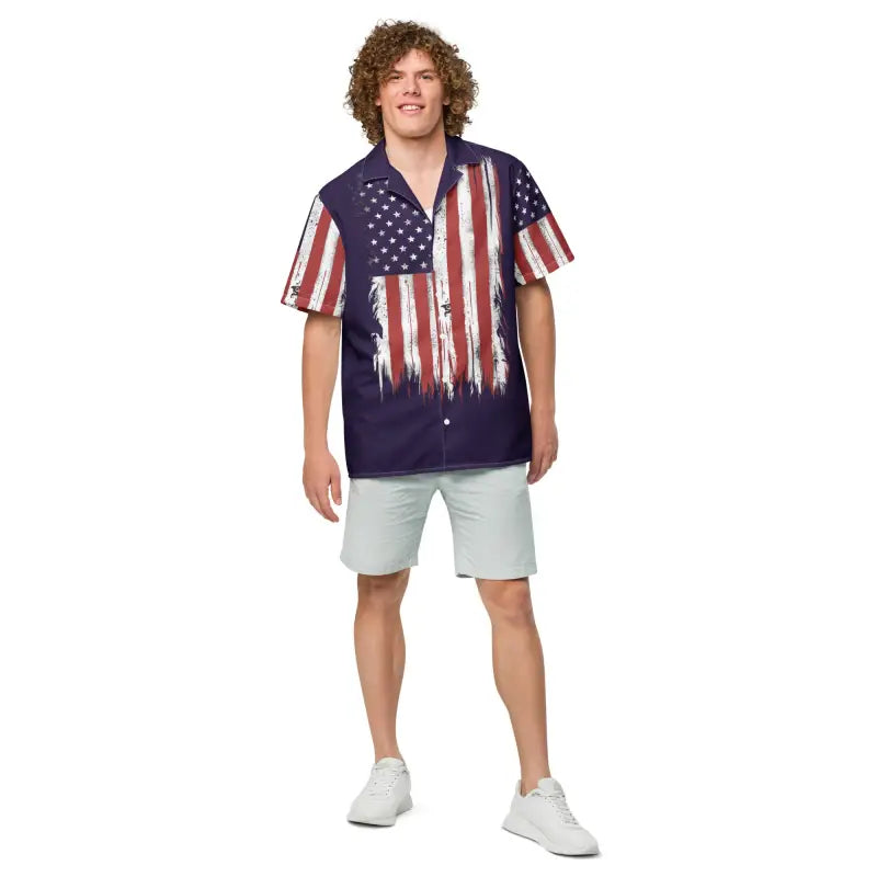 American Flag Button Shirt - Sustainable Summer Style - DipaliZ