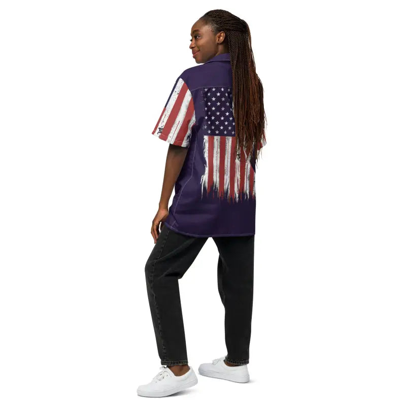 American Flag Button Shirt - Sustainable Summer Style - DipaliZ