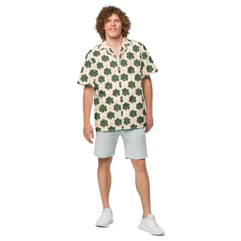 Unisex Button Shirt - Clover Leaf St Patricks Day - DipaliZ