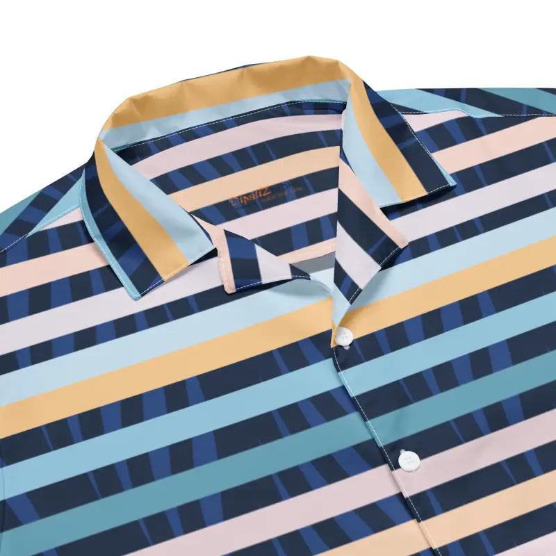 Eco-Friendly Unisex Button Shirt - Stripes on Blue - DipaliZ