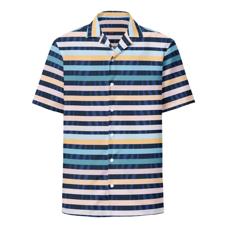 Eco-Friendly Unisex Button Shirt - Stripes on Blue - DipaliZ