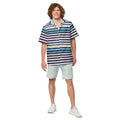 Eco-Friendly Unisex Button Shirt - Stripes on Blue - DipaliZ