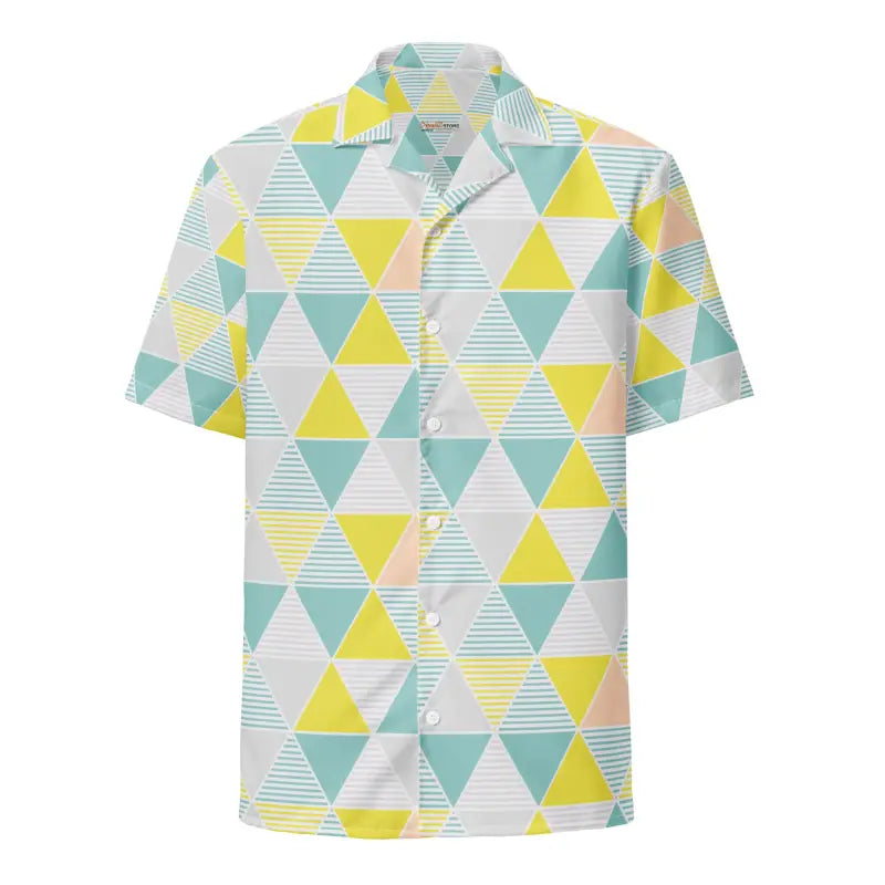 Geometric Pattern Unisex Button Shirt - Eco Summer Style - DipaliZ