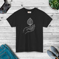 Unisex Heavy Cotton Tee - Hand Leaf Design Eco Apparel - DipaliZ