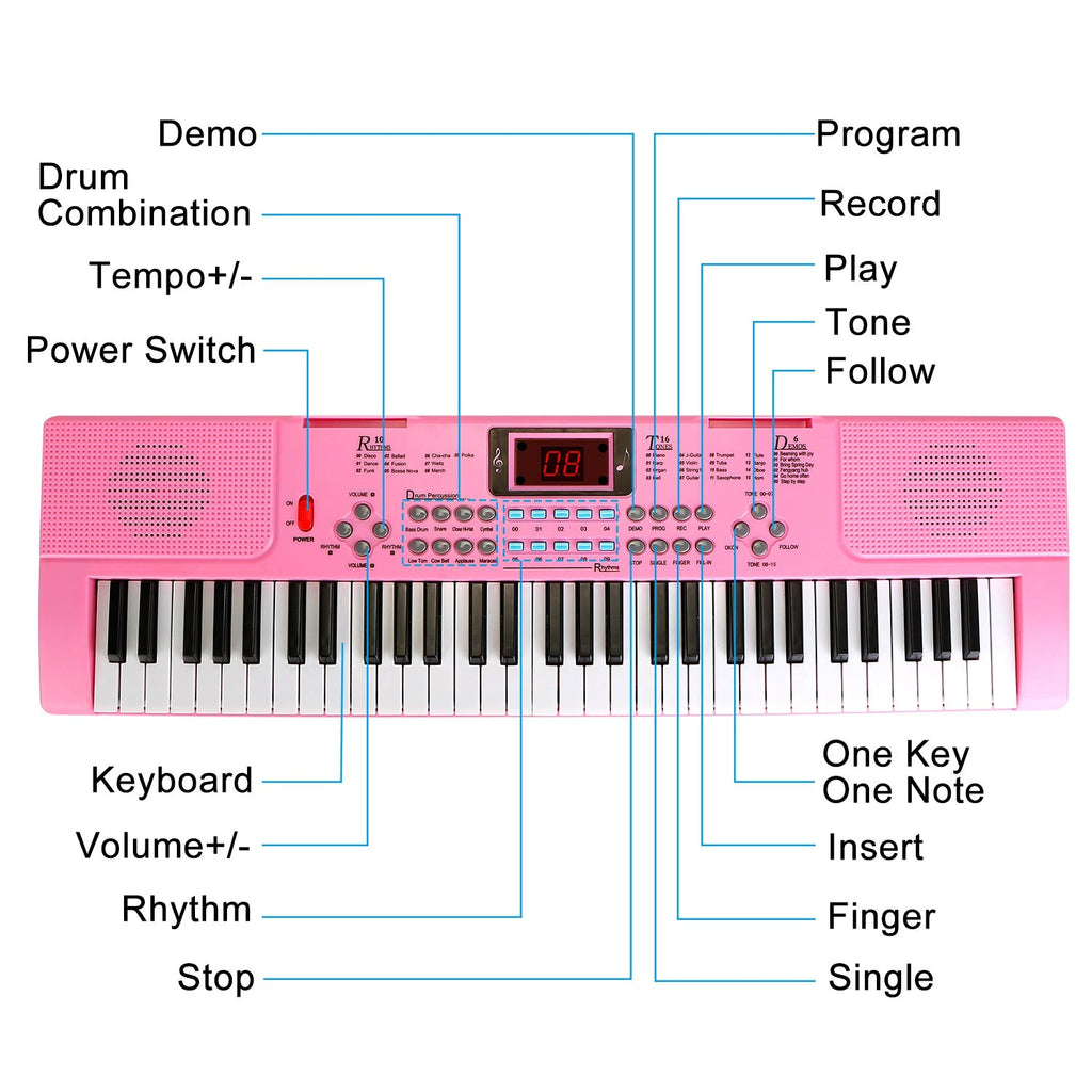 GBruno 61 Keys Digital Music Electronic Keyboard