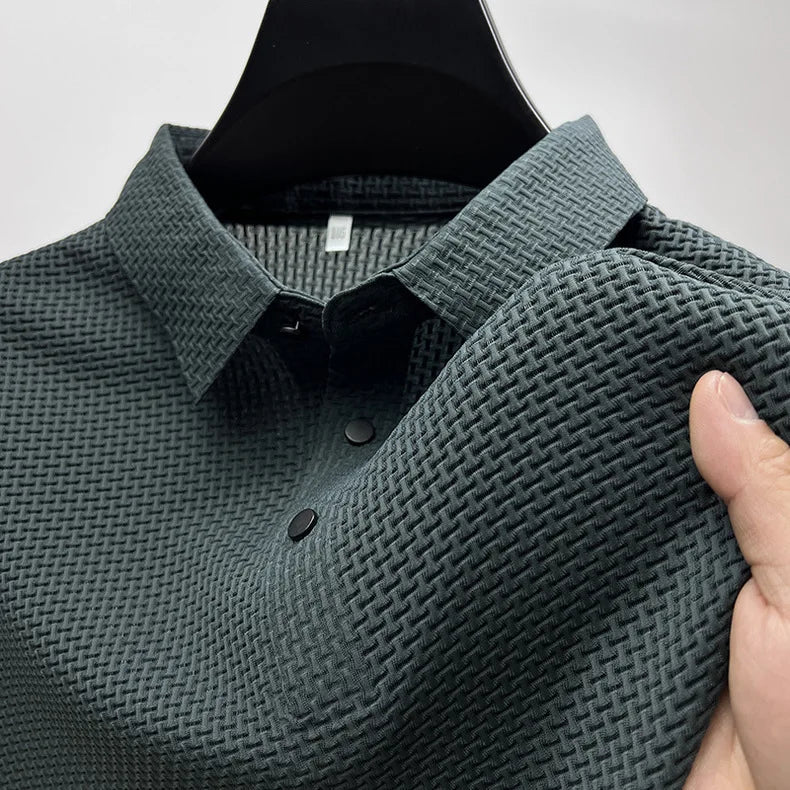 New Men’s Business Casual Bone Flower Polo – Effortless Style, All-Day Comfort